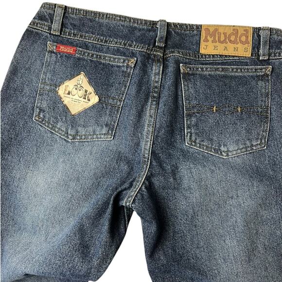 Deadstock Mudd y2k Low Rise Flare Bell Bottom Dark Denim Jeans Size 11 - Picture 5 of 8